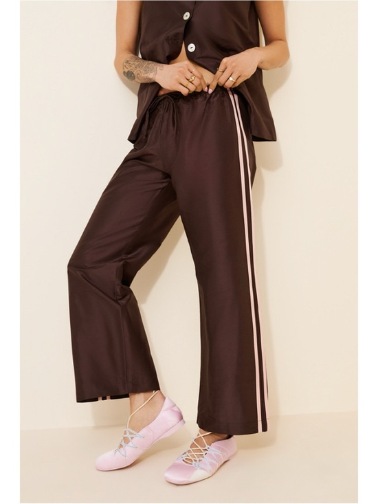 DONNI. Pants - DONNI x Nuuly Silk Taffeta Track Pants Brown Pink Small